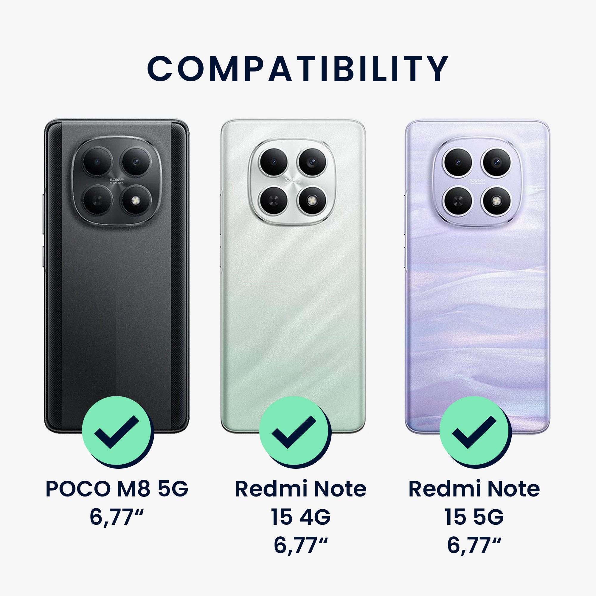 kwmobile Smartphone-Hülle Hülle für Xiaomi Redmi Note 15 4G / 5G / Poco M8 5G, Handyhülle TPU Cover Bumper Case