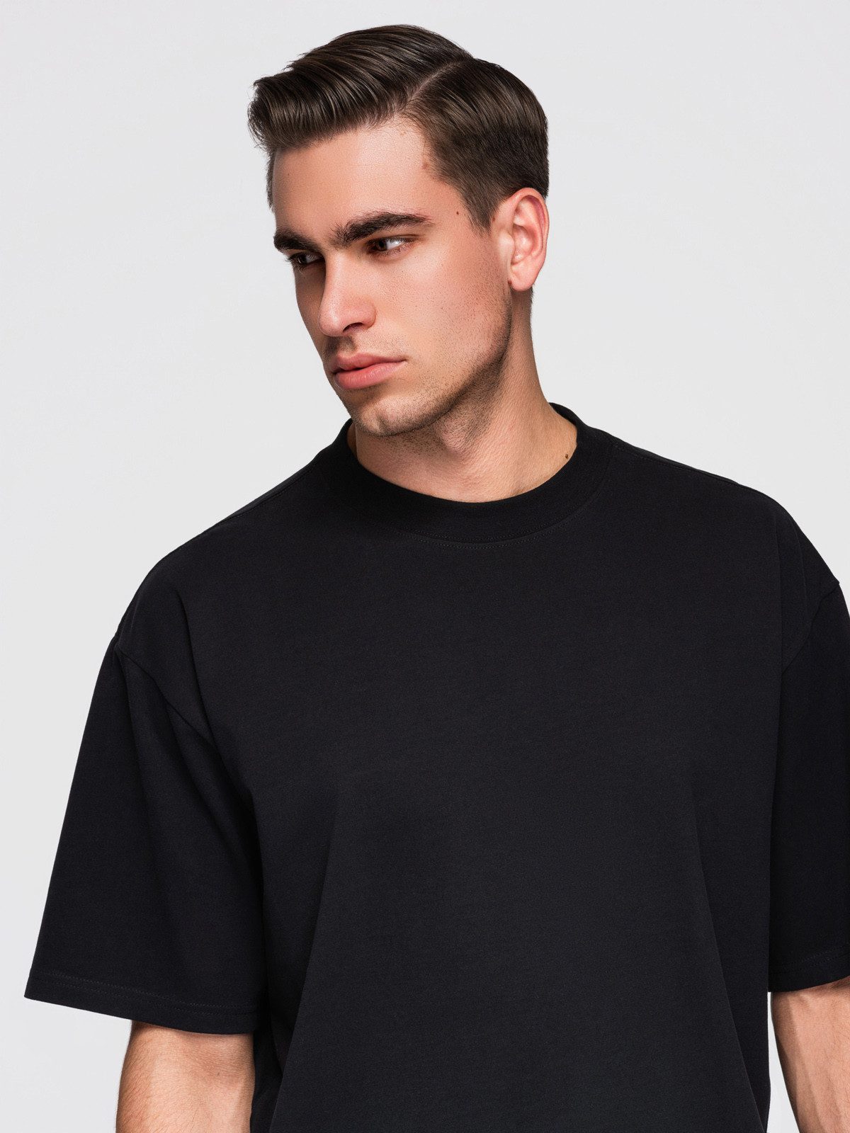 OMBRE T-Shirt Herren T-Shirt Set mit lockerem Schnitt Off white/off white/black XXL (kein Set, 1-tlg., 3er-Pack) in Unifarbe