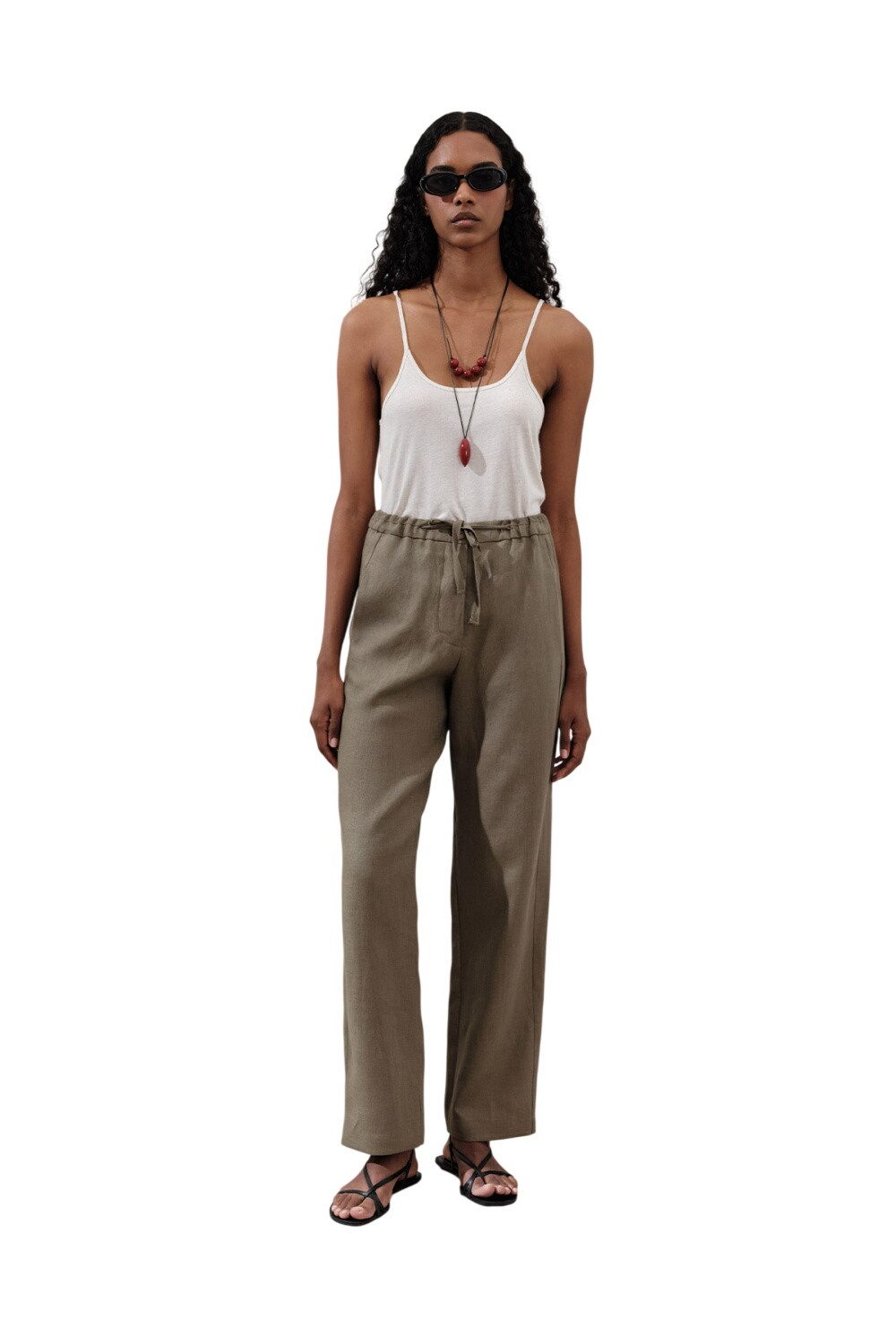 MANUKA Bequeme Jeans Leinenhose in Khaki