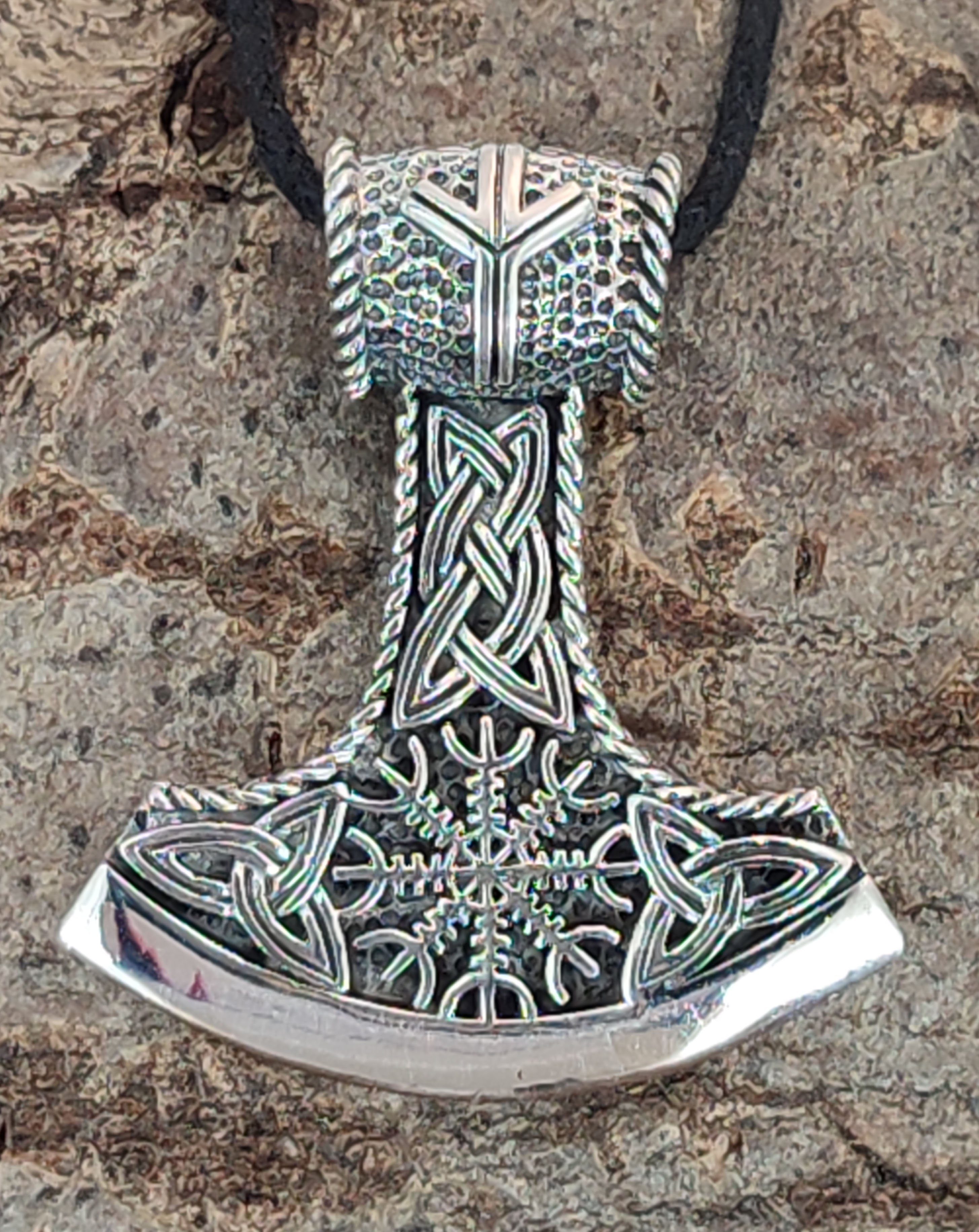Kiss of Leather Kettenanhänger Thorshammer Thor Thorhammer Hammer Helm der günstig online kaufen