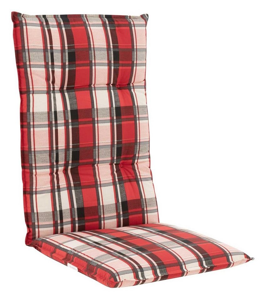 doppler® Hochlehnerauflage DAVID, 48 x 119 cm, Rot, Baumwolle, Polyester,  (1 St), Gartenstuhlauflage für Hochlehner