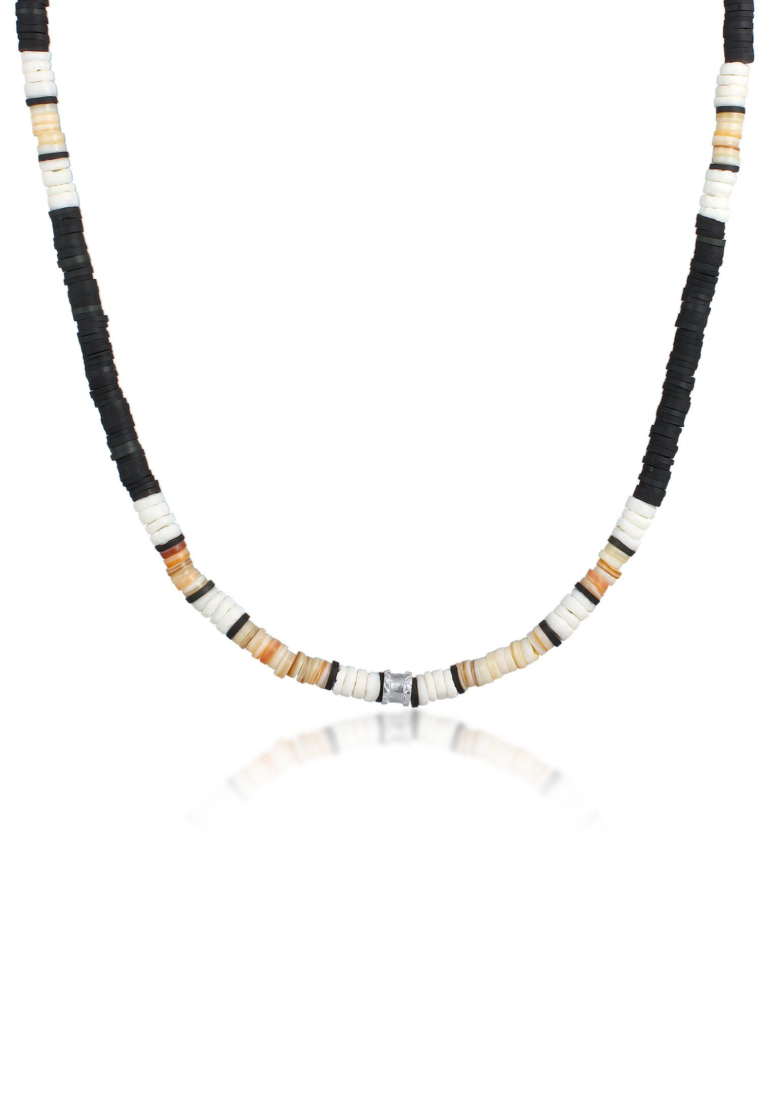 Kuzzoi Silberkette Herren Heishi Beads Vintage Surfer 925 Silber, Heishi Beads