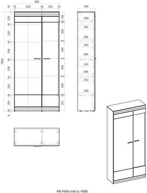 INOSIGN Vitrine SCARA mit Applikation Zinneiche Dekor, Breite 90 cm, mit Softclose-Funktion