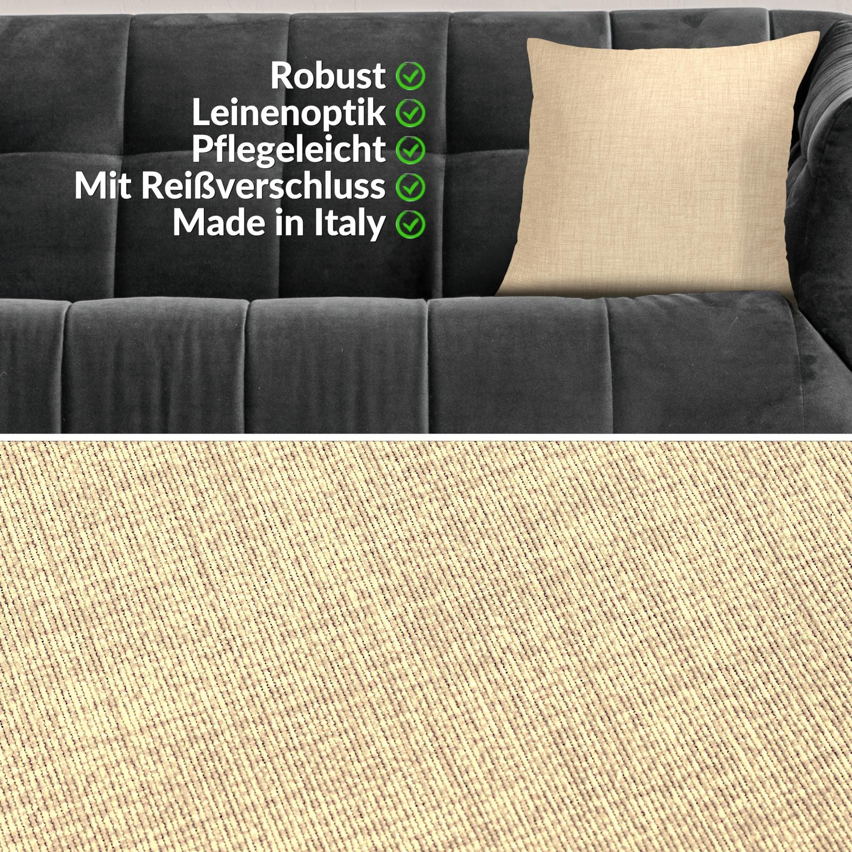 ANRO Dekokissen MrJack Kissenbezug Leinenoptik Deko Kissen Uni, Sofakissen 40x40cm ohne Füllung Creme