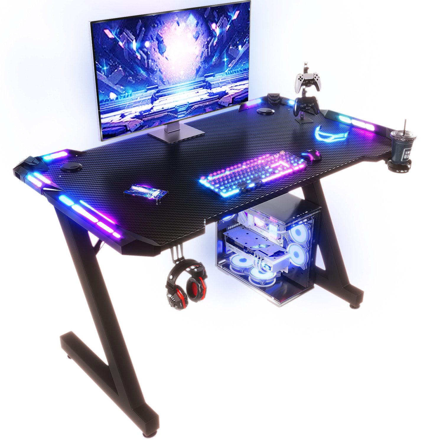 HOMALL Gamingtisch LED Gaming Tisch,Computertisch,mit RGB Lichtern 120/140/ günstig online kaufen