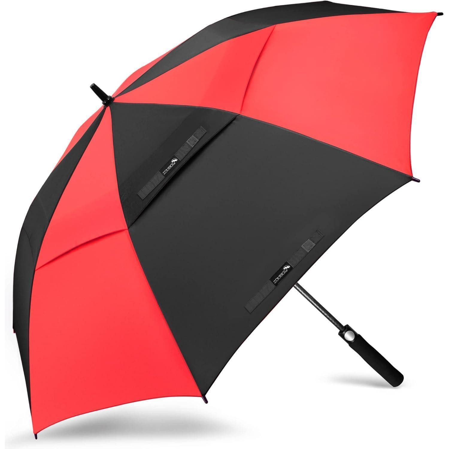 LuxusKollektion Golfregenschirm Regenschirm Groß Sturmfest XXL Golf Herren Damen Schwarz Rot 157CM XL