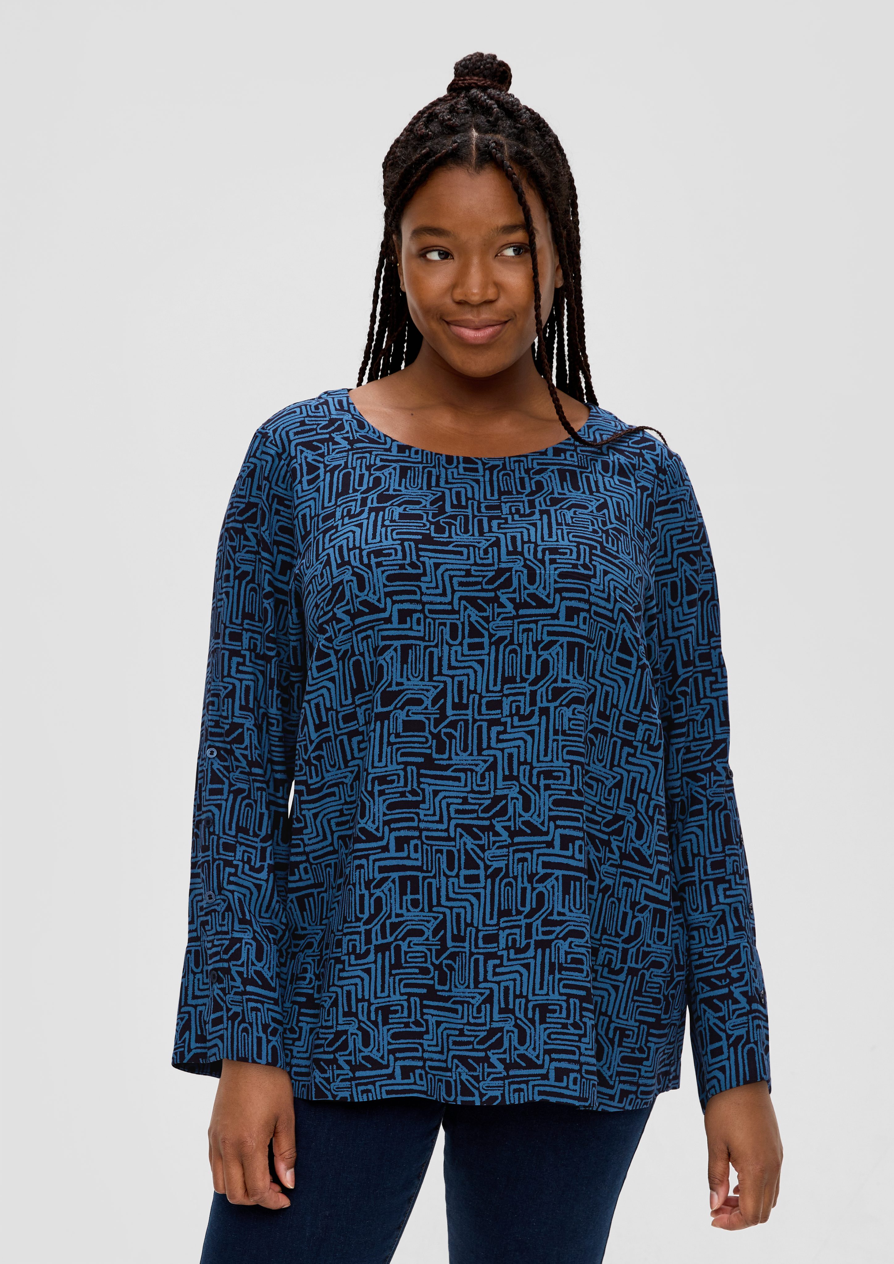 Langarmbluse Crêpe-Bluse aus Viskose