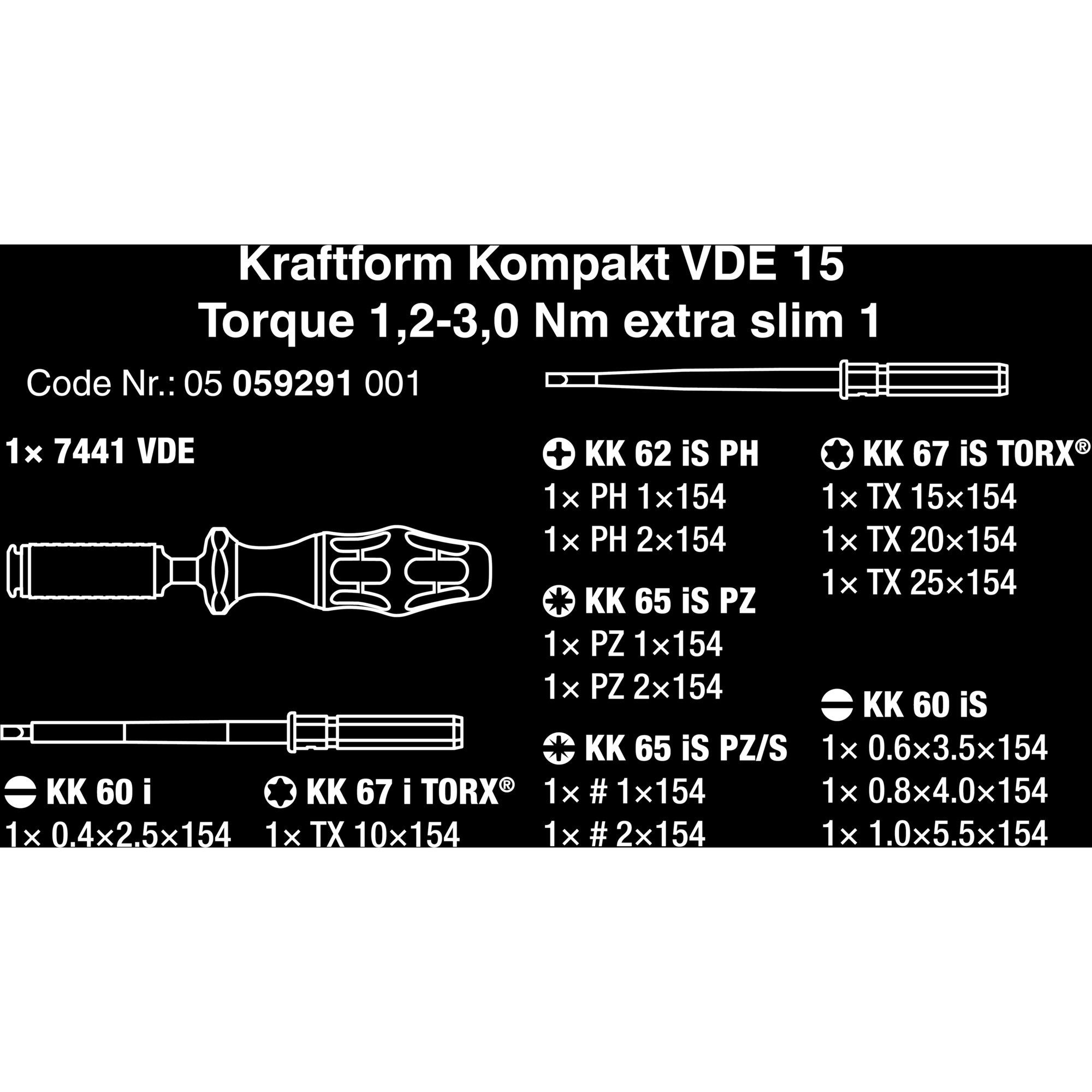 Drehmomentschlüssel Wera 15 Torque Nm VDE 1,2-3,0 Wera Kompakt Kraftform