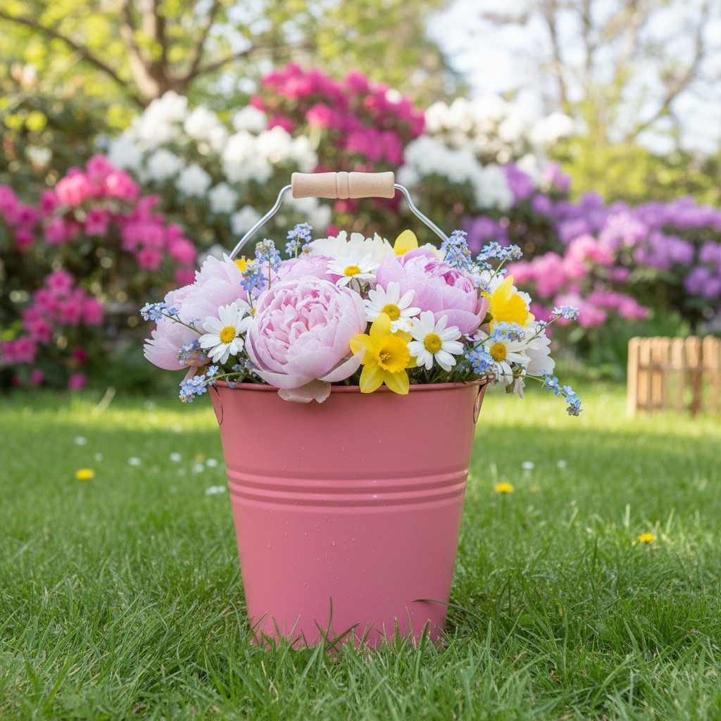 Florists Products Übertopf Eimer Deko Rosa Blumenkübel Metall 26x22,5x23cm 6l Pflanzkübel