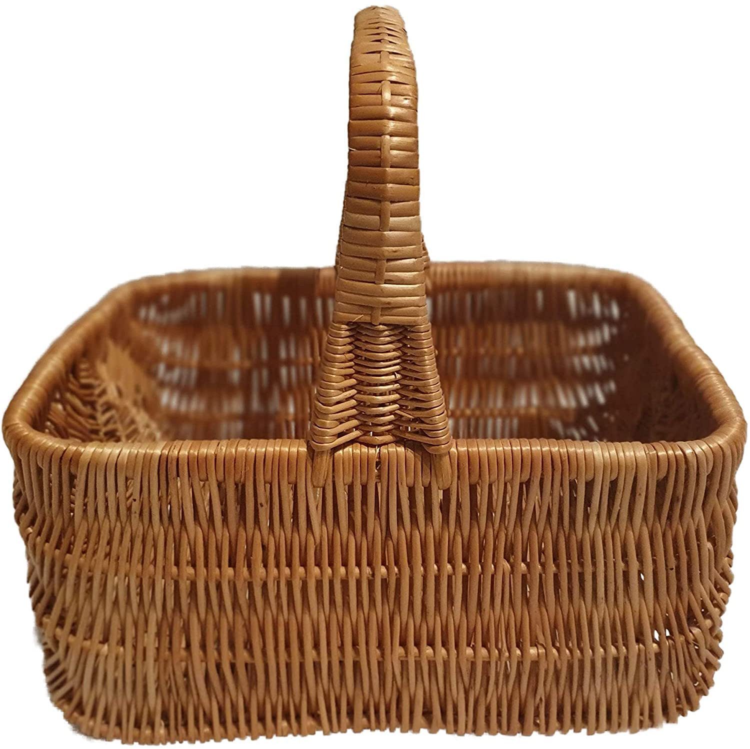 natuleo by pokuc Flaschenkorb Einkaufskorb aus Weide rechteckig Braun 42x32x38 cm