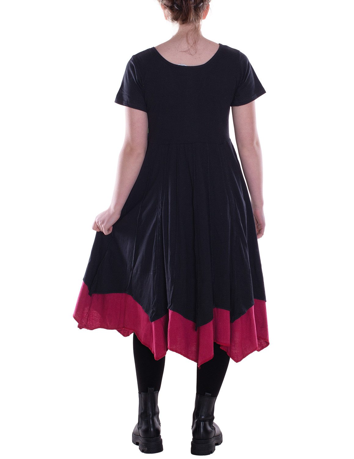 Vishes Midikleid Damen knielanges Kleid Baumwolle Casual Patchwork hohe Tai günstig online kaufen