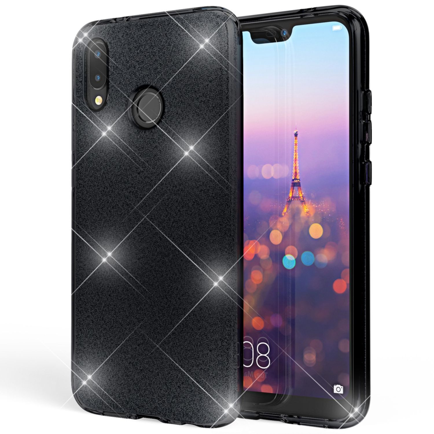 Nalia Smartphone-Hülle Huawei P20 Lite 14,7 cm (5,8 Zoll), Glitzer Silikon Hülle / Verstärkte Innenseite / Glänzende Schutzhülle