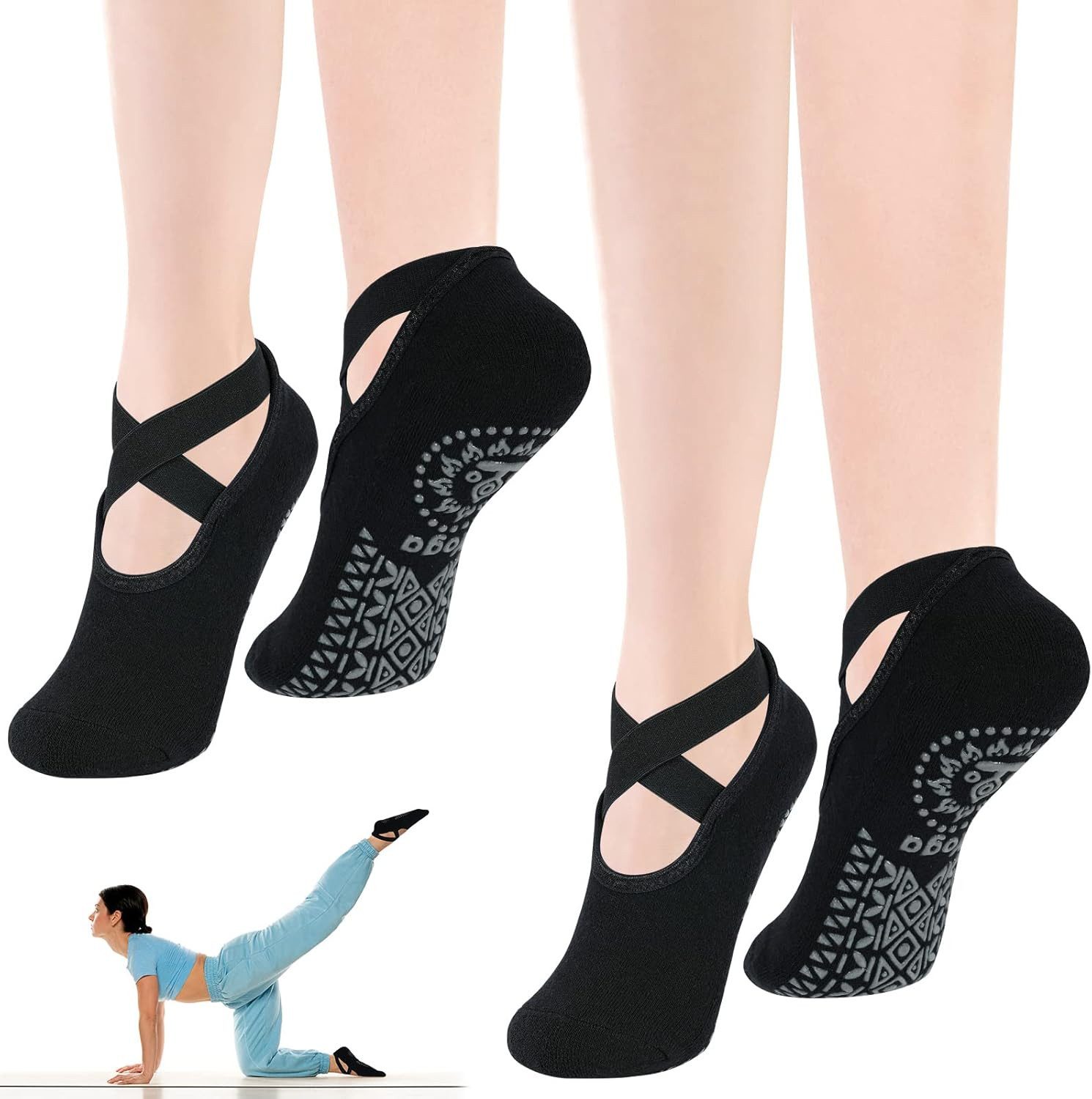 FOUORTUNATE-BEE Sportsocken 2er-Set Yoga-Socken mit rutschfesten Noppen für günstig online kaufen