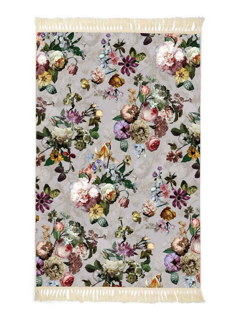 Teppich Fleur, Essenza, rechteckig, Höhe: 6 mm, sehr weicher Flor, mit Blumenprint