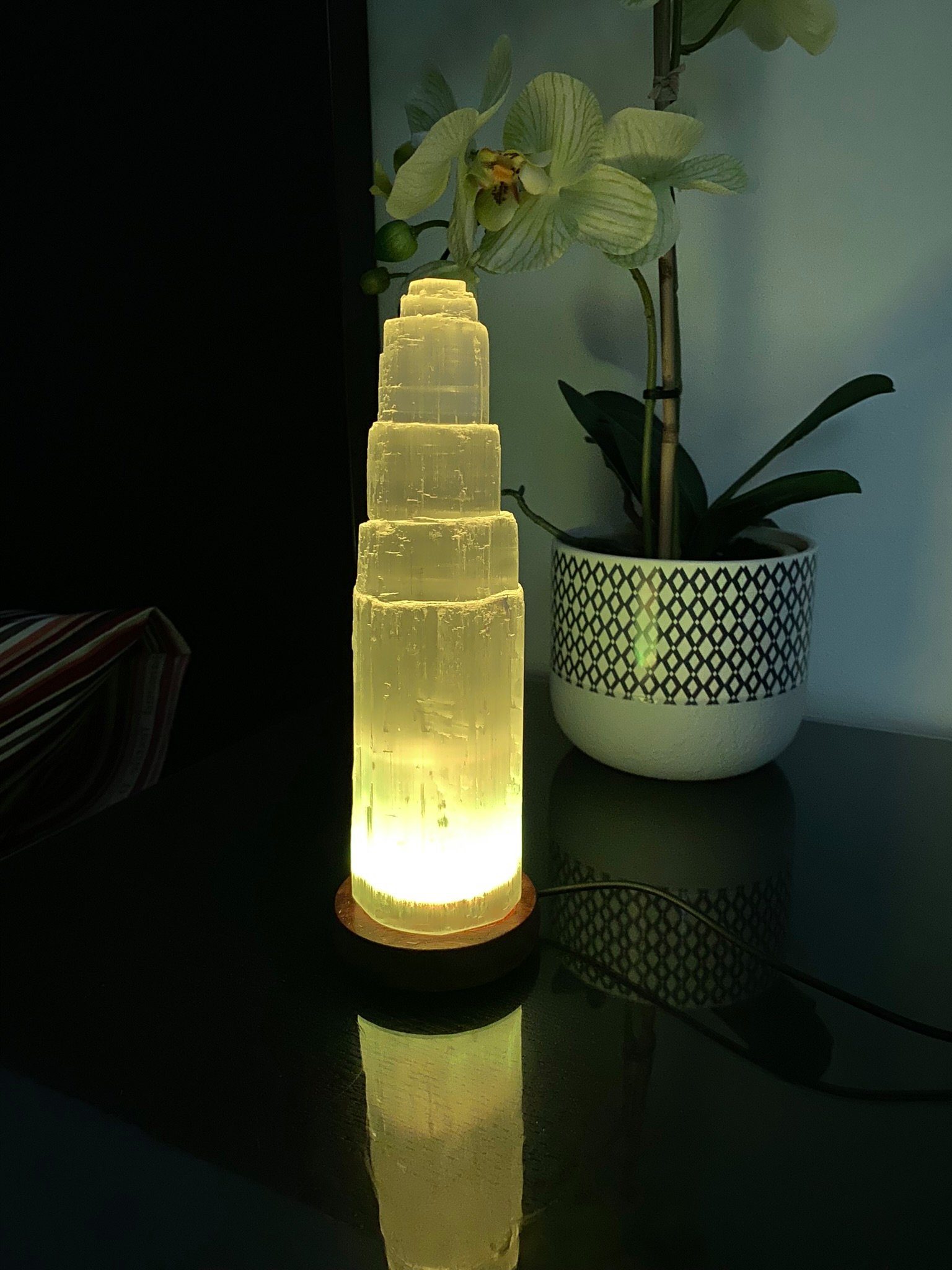 Heimtex Lampe Nachttischlampe Farbwechsel Kristall Tischlampe tischleuchte LED lampe Selenite Turm