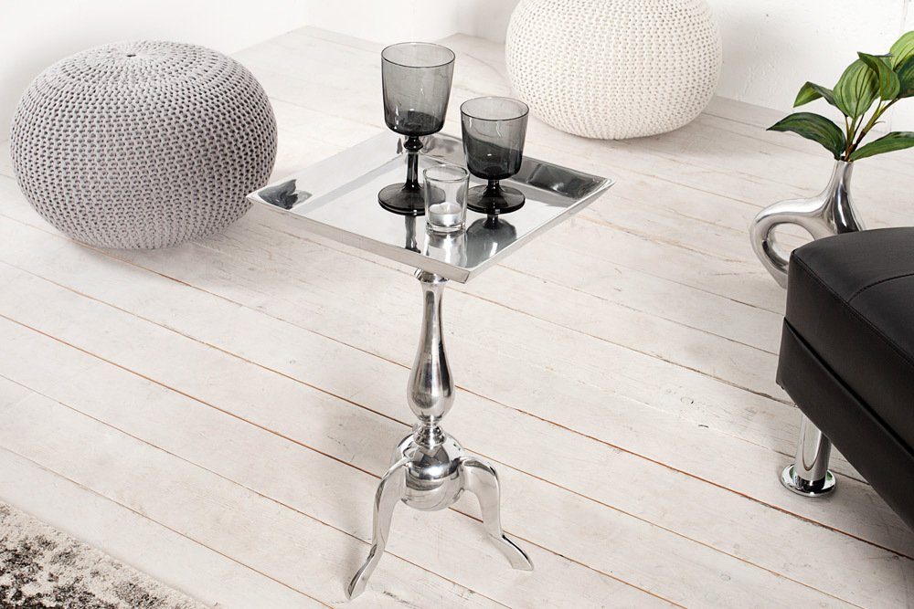 riess-ambiente Beistelltisch TRAYFUL 55cm silber, Metall · Tablett-Tisch · Orientalischer Stil · Handarbeit