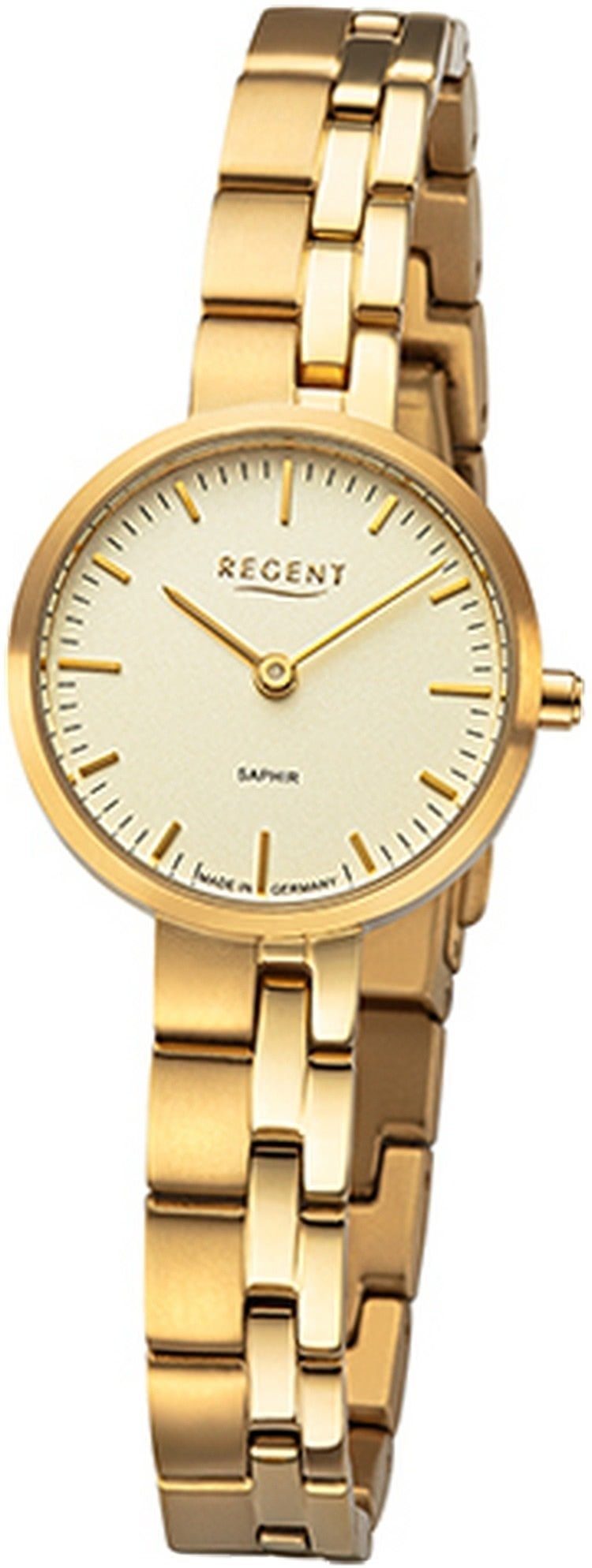 Regent Damen gold, rundes Quarzuhr klein 26mm) Armbanduhr (ca. Gehäuse, Analog, Regent Titanbandarmband Damenuhr
