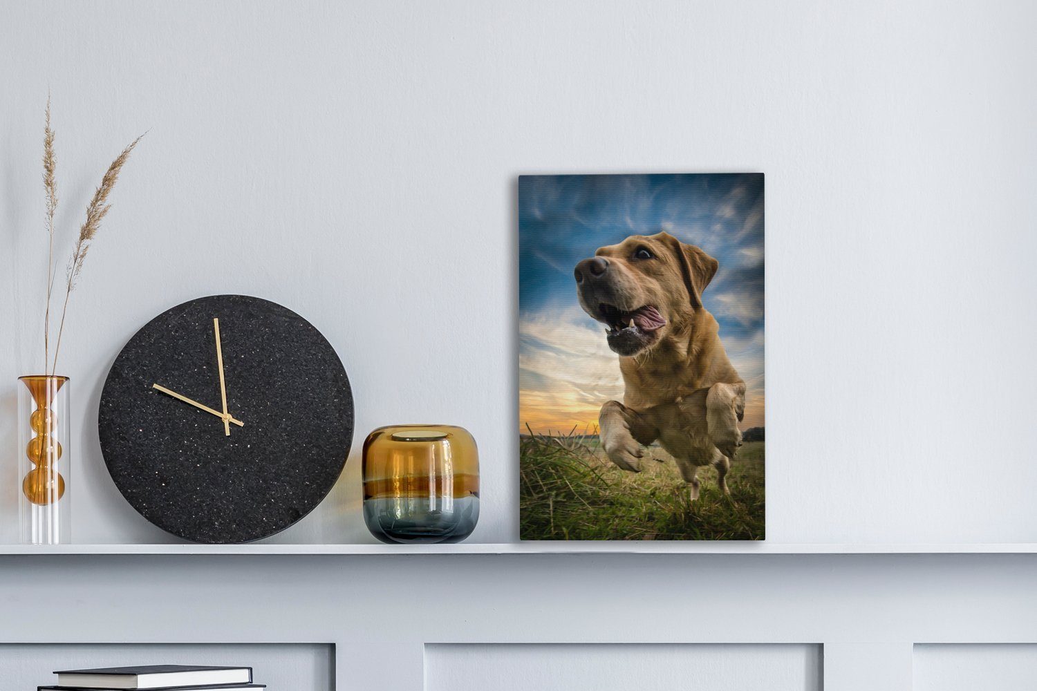 Himmel 20x30 bespannt OneMillionCanvasses® Retriever, fertig inkl. Labrador Gemälde, diesem St), cm Leinwandbild Zackenaufhänger, Bunter Leinwandbild (1 über