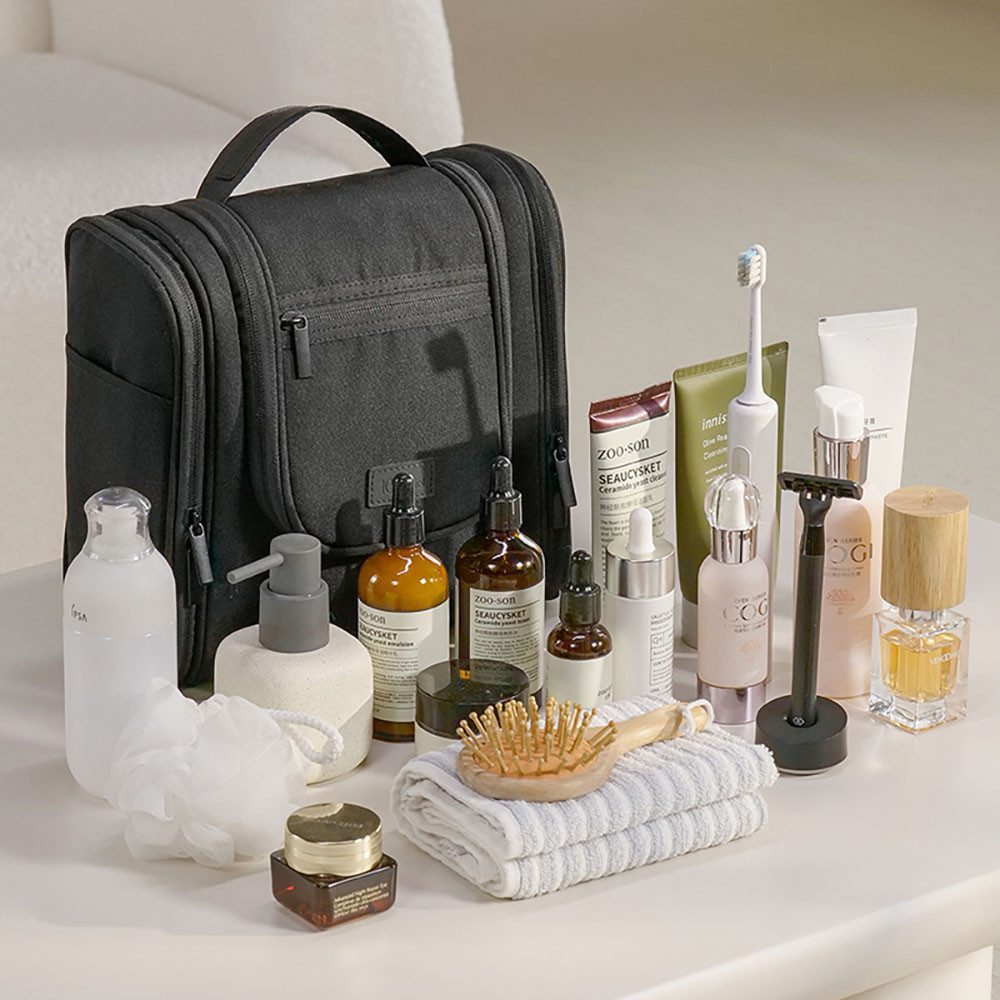 LIANNA Kulturbeutel Aufhängbarer Kulturbeutel Weiß, Premium Kosmetiktasche Damen Herren (Set, 1-tlg., Aufhängbarer Kulturbeutel Weiß, Premium Kosmetiktasche Damen Herren)