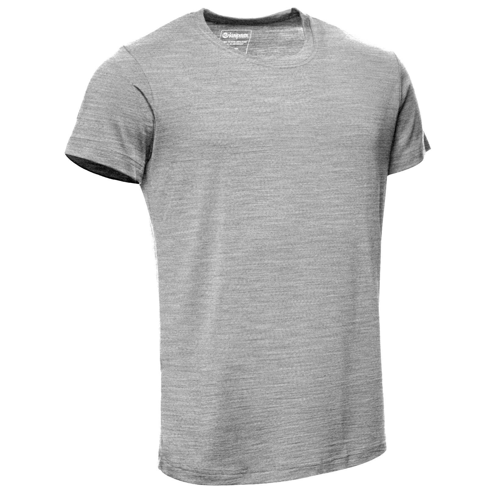 Regular aus T-Shirt Grau-Melange Made Unterhemd Merino Sportswear - 200 Merinowolle URBAN (1-St) Kaipara Merino in Germany reiner Kurzarm Herren