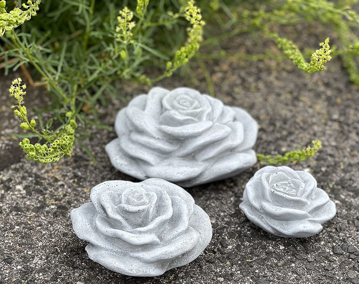 Stone and Style Gartenfigur Frostfeste Steinblüten 3er-Set Rosenblüte – Bild 3 von 4