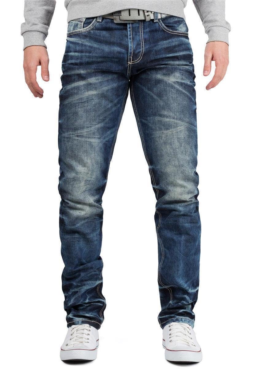 Cipo & Baxx Regular-fit-Jeans Herren Hose BA-CD328 mit auffälliger Waschung im Casual Look | Straight-Fit Jeans