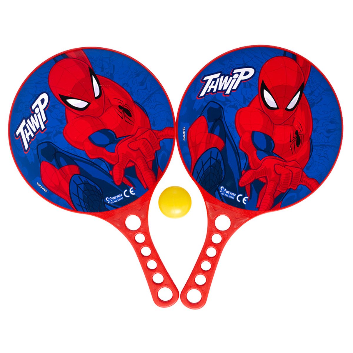 Spiderman Beachballschläger 2 Stück Strandspiel Set Paddles mit Ball leichtes Spielzeug, (Spar-Set, 3-tlg)