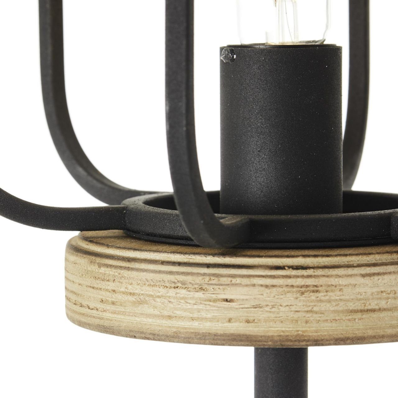 Brilliant Stehlampe Gwen, ohne Leuchtmittel, 163 cm Höhe, Ø 25 cm, E27, Metall/Holz, antik holz/schwarz korund