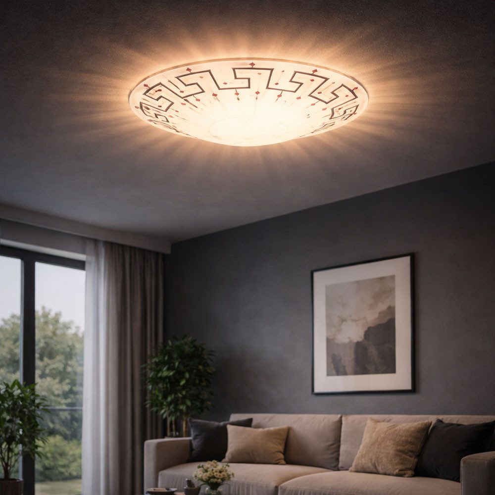 EGLO LED Deckenleuchte, LED-Leuchtmittel fest verbaut, Warmweiß, LED Deckenlampe weiß rund Vintage Deckenleuchte Glas satiniert