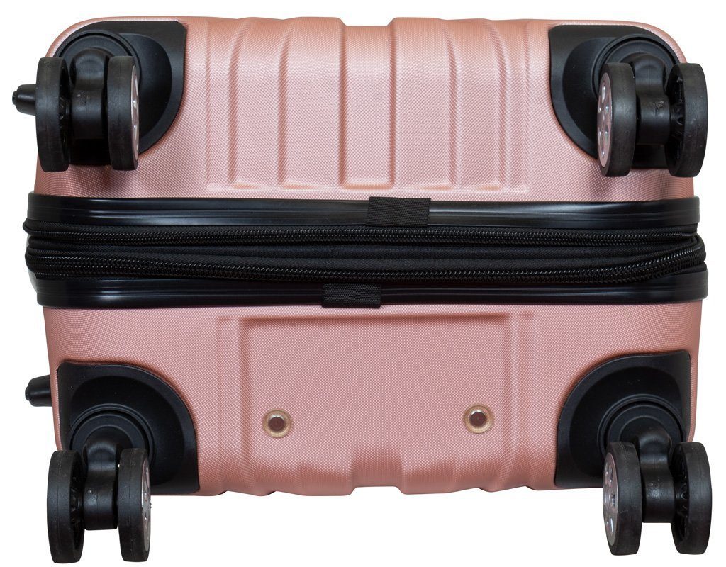 Trendyshop365 Kofferset Almeria, 4 Rollen, Trolley-Set), 3 Zwillingsrollen, Zahlenschloss, tlg., (Hartschale, und rosa robust XL leicht