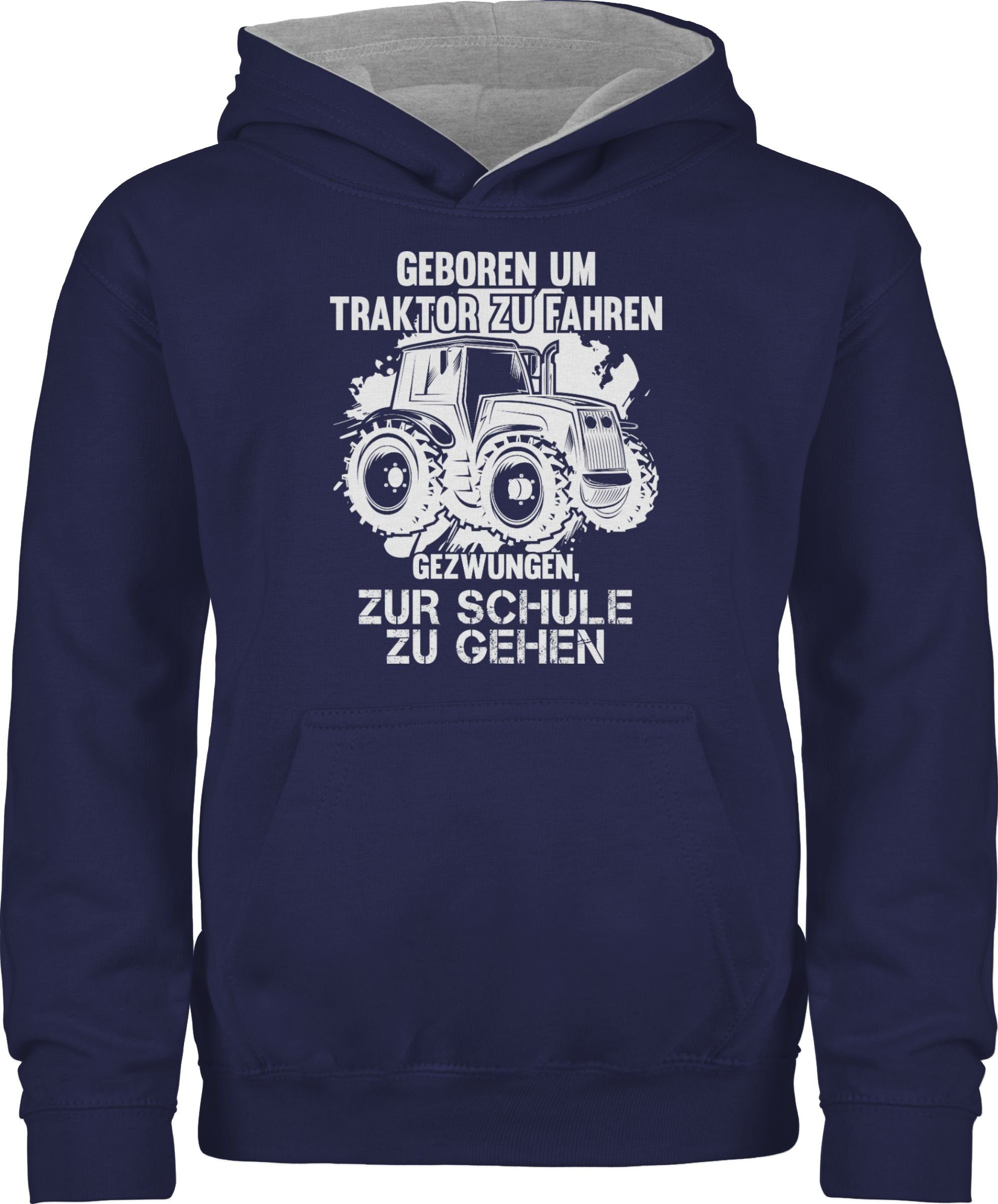 Shirtracer Hoodie Geboren um Traktor zu fahren Traktor 1 Navy Blau/Grau meliert