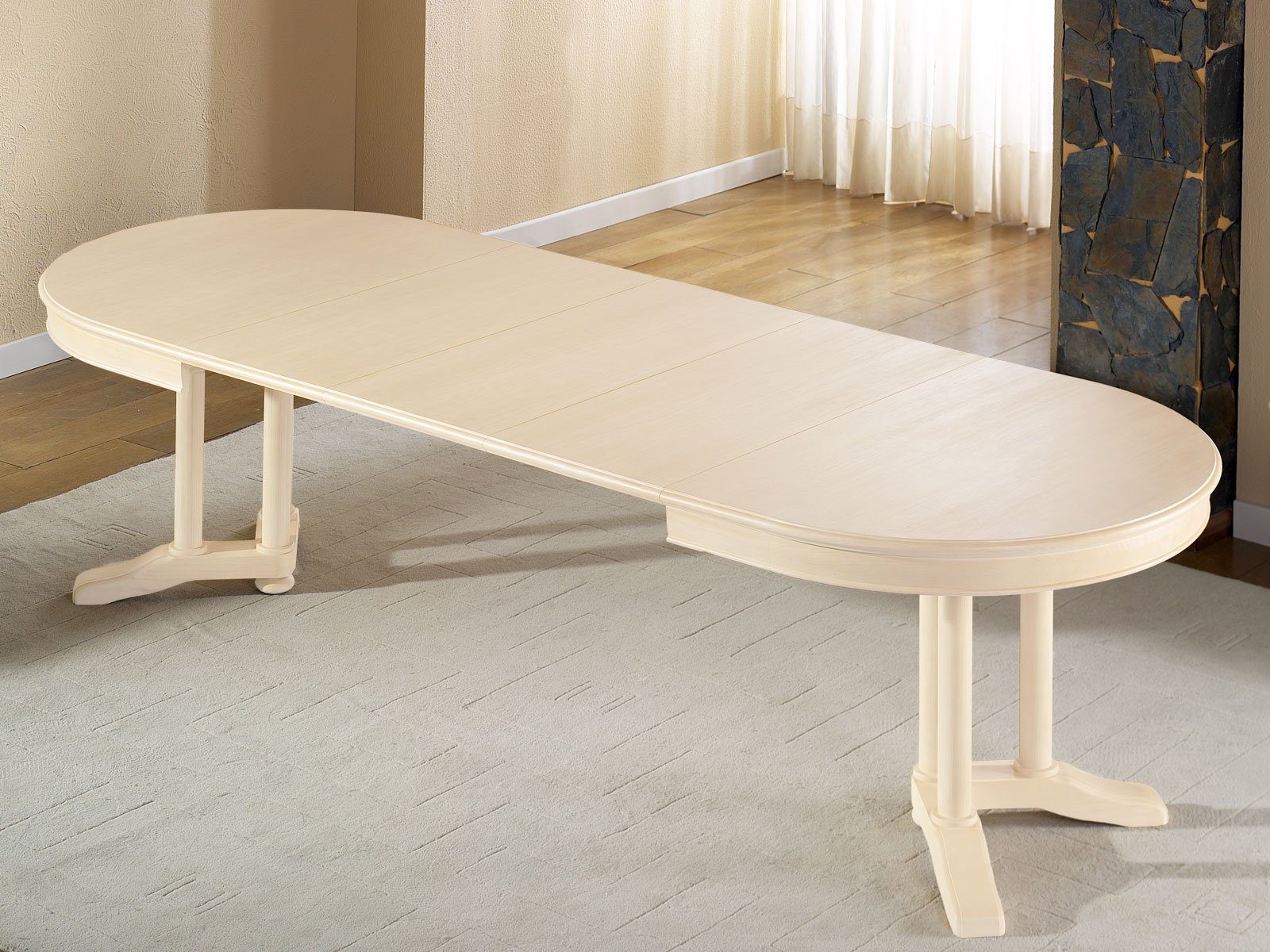 Casamia Esstisch Esstisch oval 160x110 cm Всеgro mit Einlagen Auszug Pinie massiv