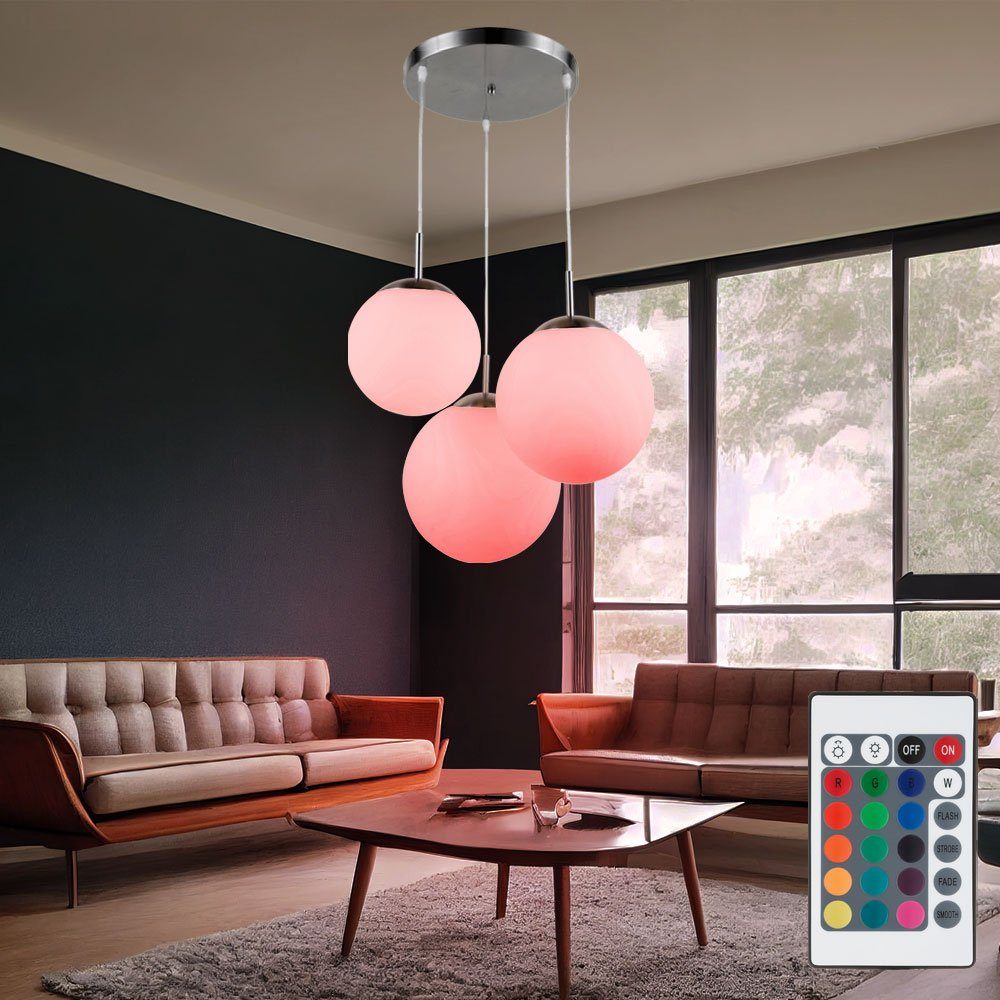 etc-shop LED Pendelleuchte, Dimmer Lampe Kugel Leuchtmittel Decken Pendel Farbwechsel, Wohn Zimmer inklusive, Fernbedienung Warmweiß
