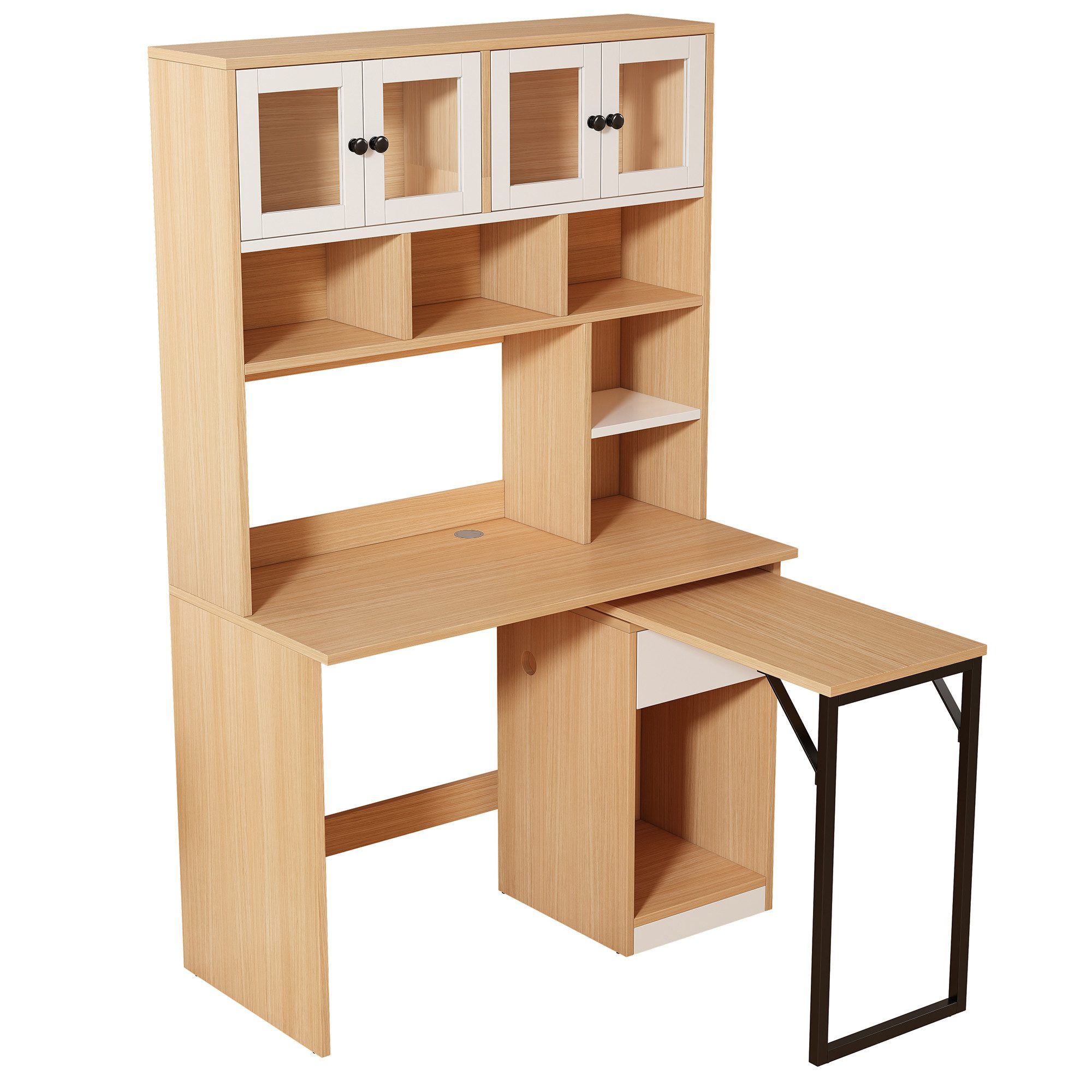 Computertisch Regal-Schreibtisch Schrankschreibtisch Arbeitstisch Ablagetisch 180cm