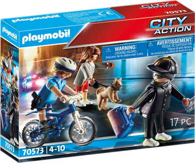 Playmobil® Konstruktions-Spielset »Polizei-Fahrrad: Verfolgung des Taschendiebs (70573), City Action«, (17 St), Made in Europe