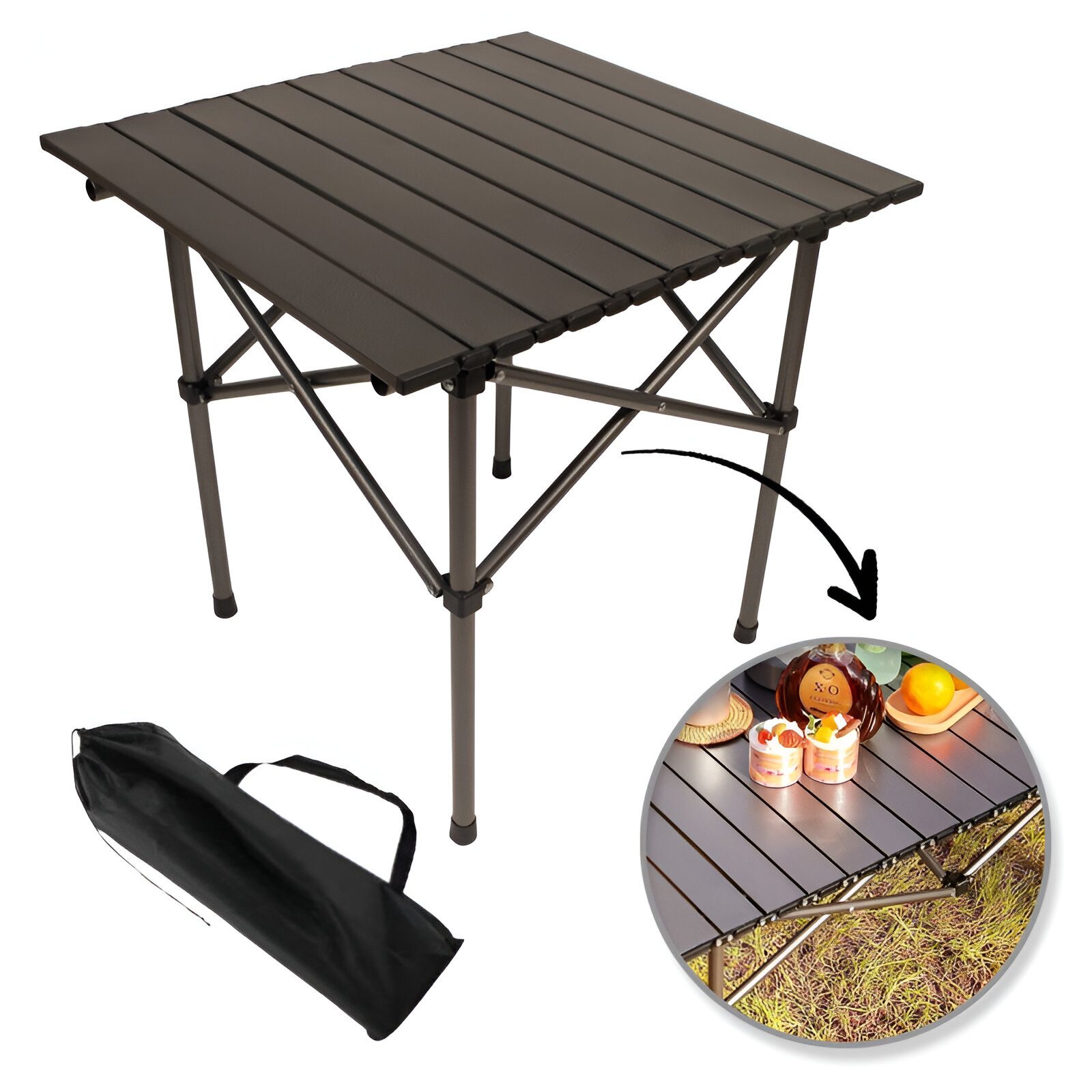 WS-Trend Campingtisch Klappbarer Camping Tisch 53×51×50 cm – faltbarer Outdoor Beistelltisch