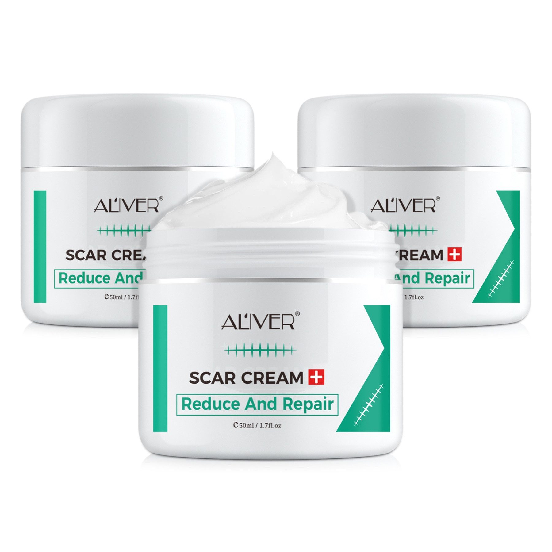 ALIVER Tagescreme Narbencreme Narbengel Narbensalbe Narbenpflaster Creme Reduktion, 3-tlg., Wundpflege, Narbencreme, Narbengel, Narbenpflaster
