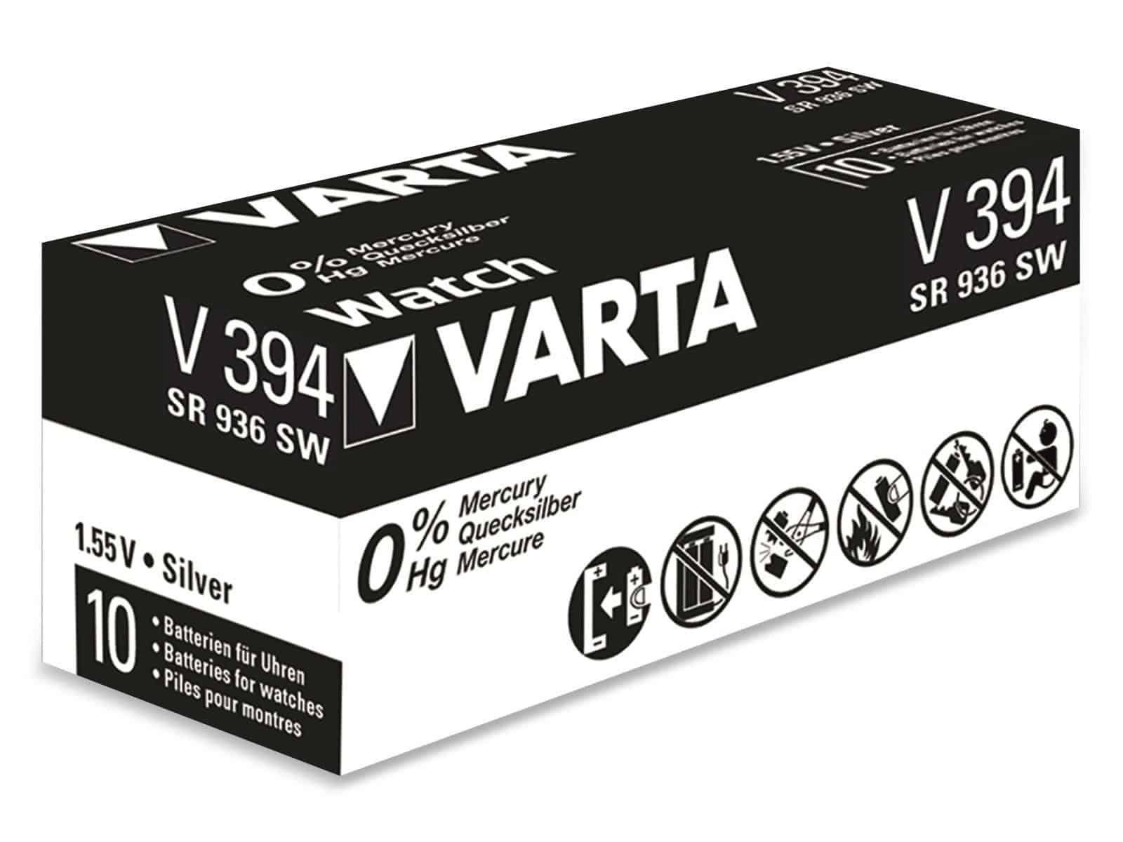 VARTA VARTA Knopfzelle Silver Oxide, 394 SR45, 1.55V Knopfzelle