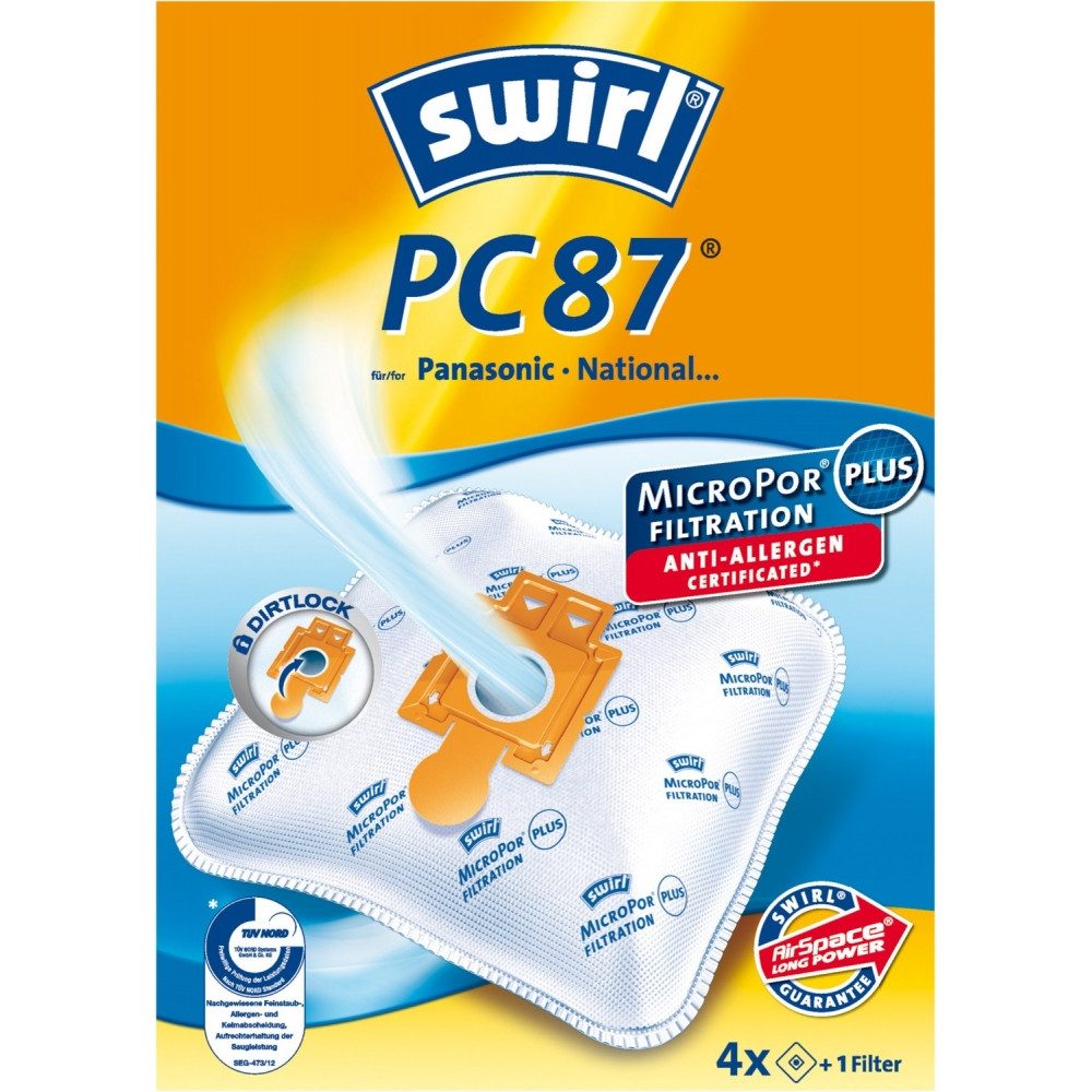 Swirl Staubsaugerbeutel Swirl PC 87 MP Plus AirSpace Staubfilterbeutel für Staubsauger, passend für Swirl, Effiziente und hygienische Reinigung