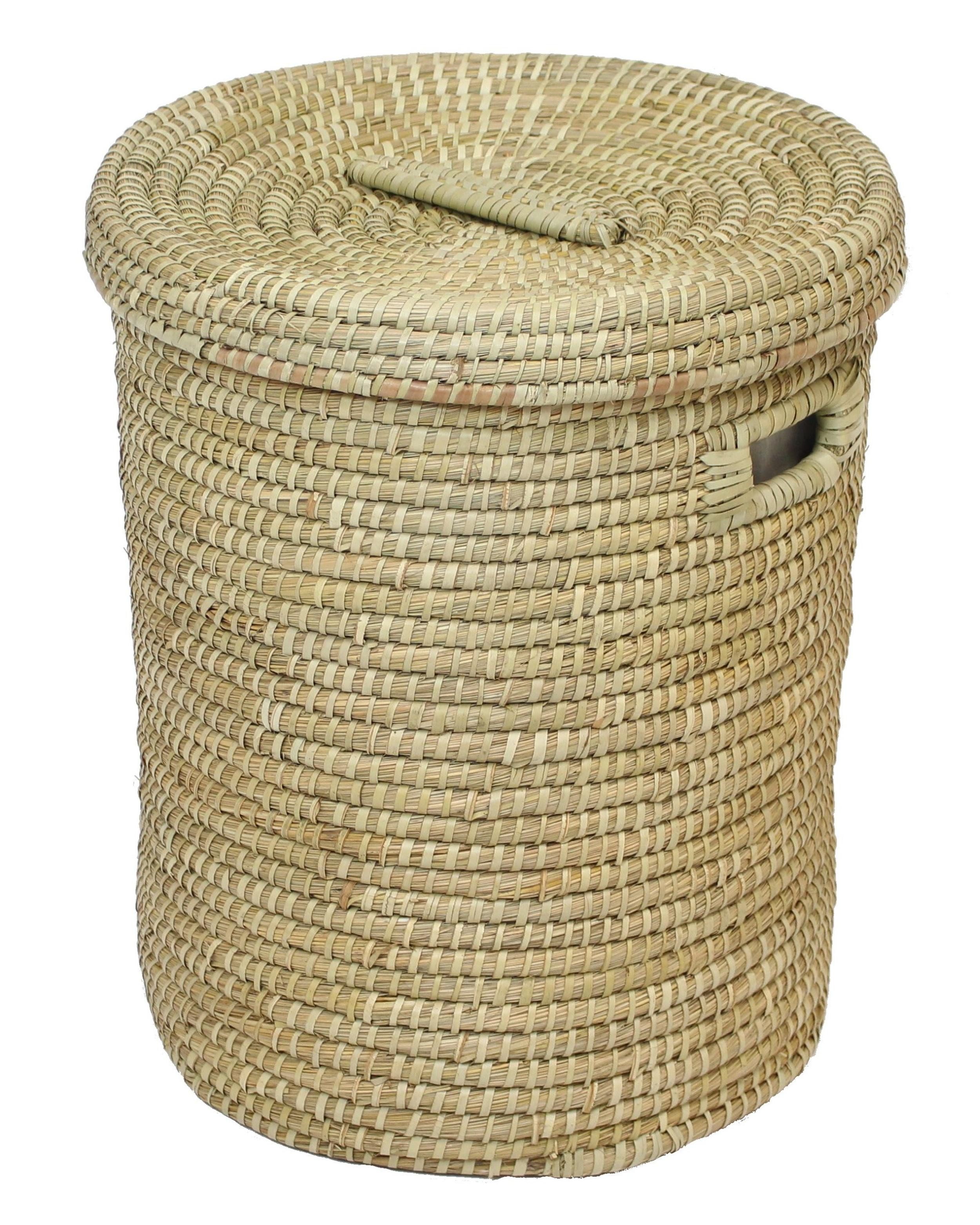 Allzweckkorb Wäschekorb Seegras Deckel Ø 47x55cm – Wäschesammler