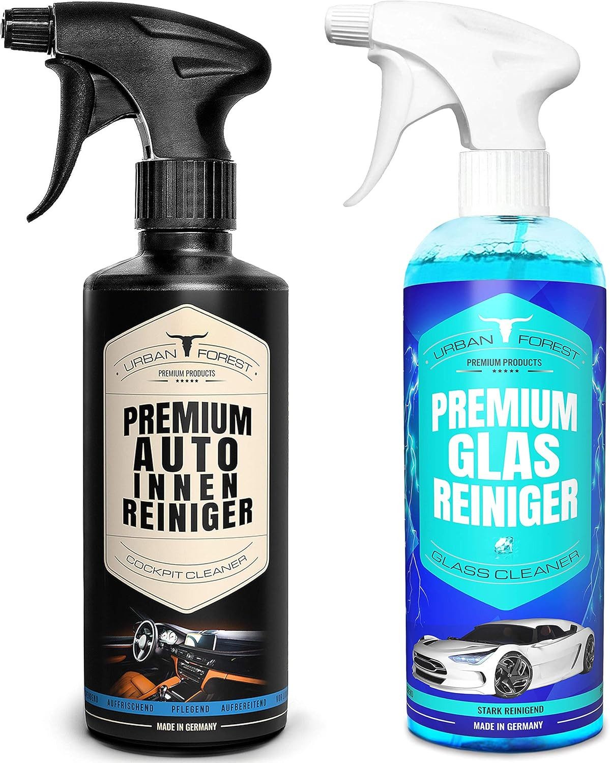 SPARSET, Premium Auto Innen Reiniger + Auto Glasreiniger 2 x 500ml Auto-Reinigungsmittel