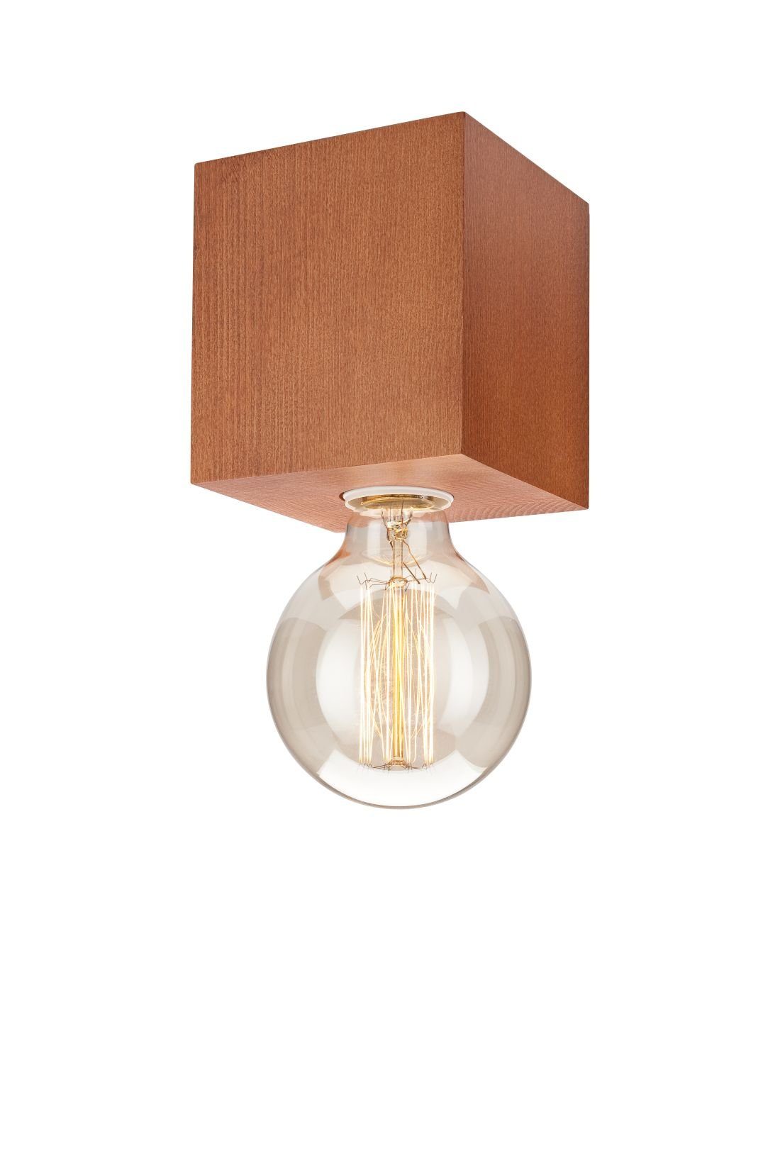 Licht-Erlebnisse Deckenleuchte DIOLA, ohne Leuchtmittel, Kleine Deckenlampe Holz quadratischer Würfel Flur Wohnzimmer Lampe