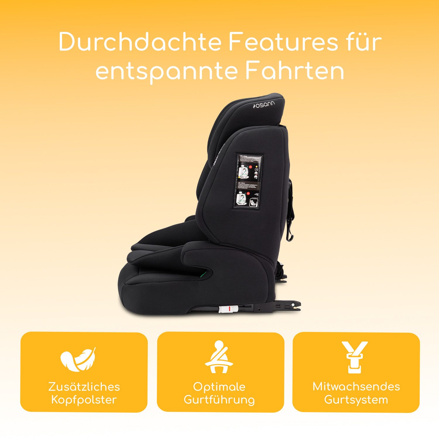 Osann Autokindersitz Jazzi Isofix, ab: 15 Monate, bis: 12 Jahre, ab: 76 cm, bis: 150 cm, sicher & bequem für Kinder von 76 bis 150 cm, Kindersitz mit Isofix