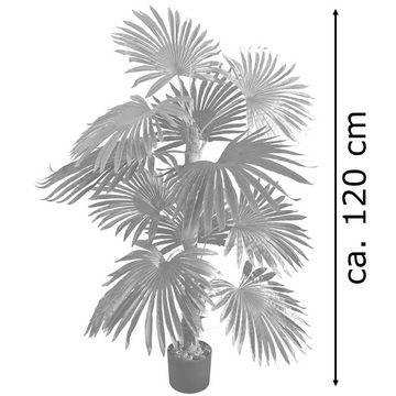 Kunstpalme Kunstpflanze Palme Palmfarn Farnpalme Plastik Künstliche Pflanze 120cm, Decovego