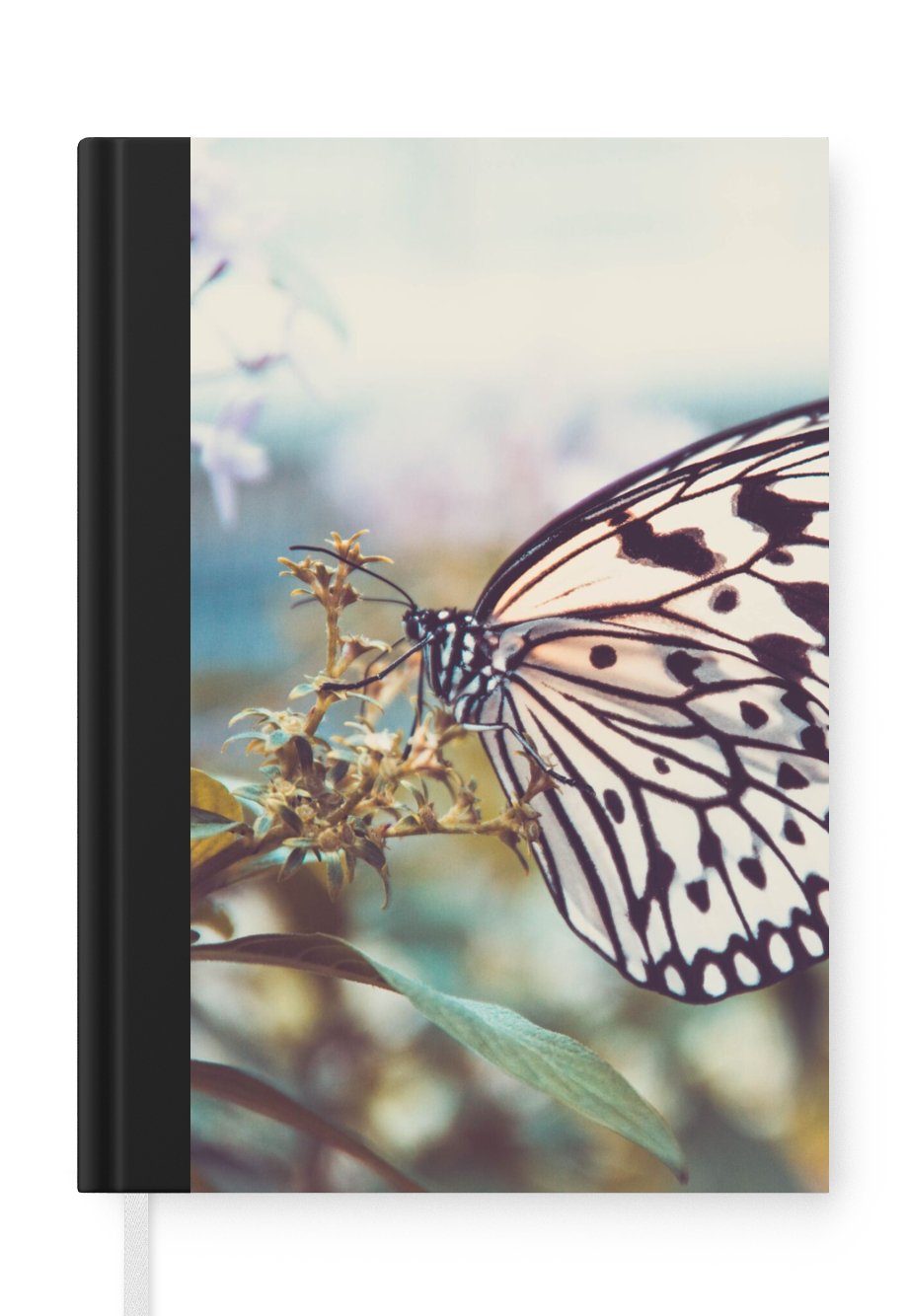 MuchoWow Notizbuch Schmetterling - Blumen - Frühling, Journal, Merkzettel, Tagebuch, Notizheft, A5, 98 Seiten, Haushaltsbuch