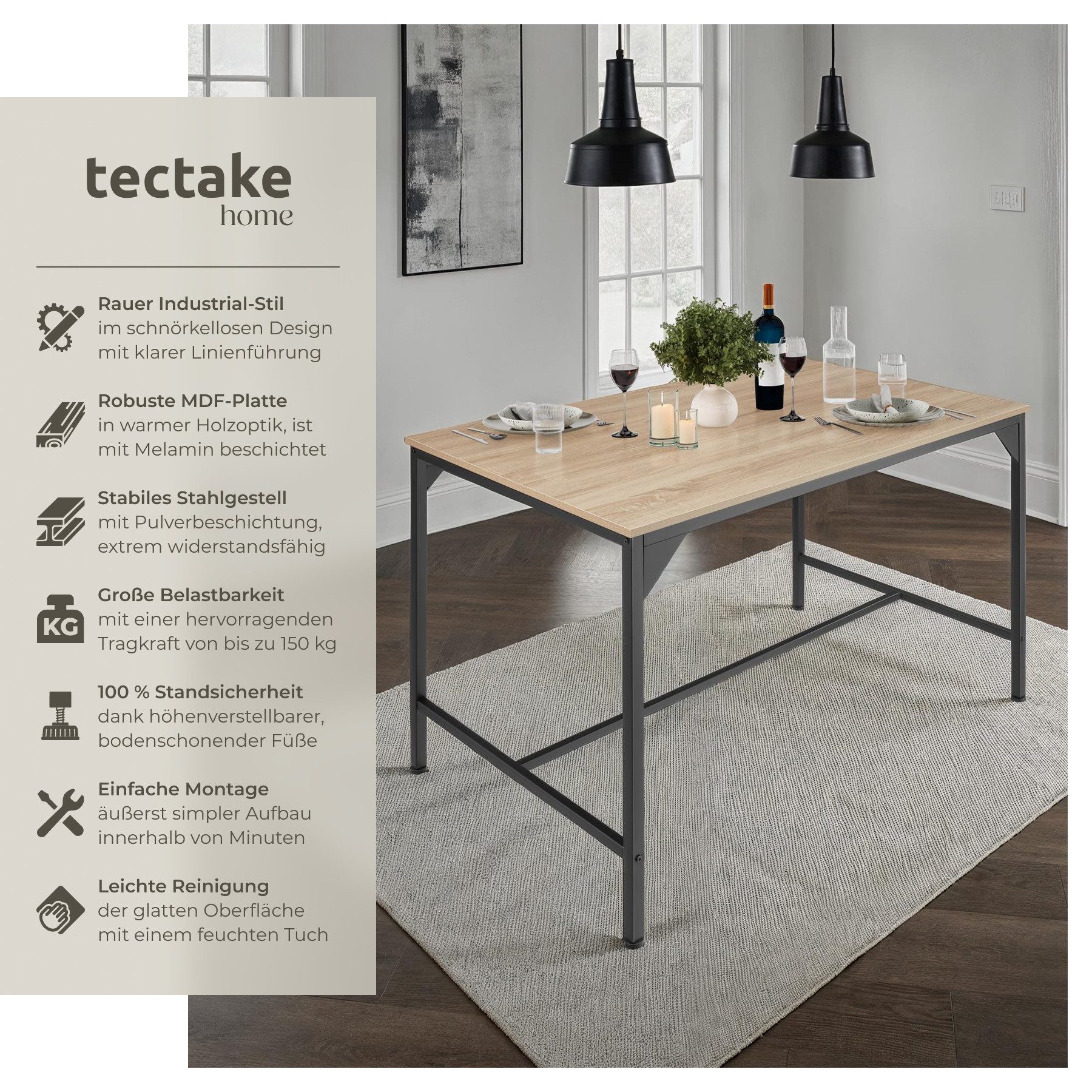 tectake Esstisch Belfast (1-St., 1 tlg), günstig online kaufen