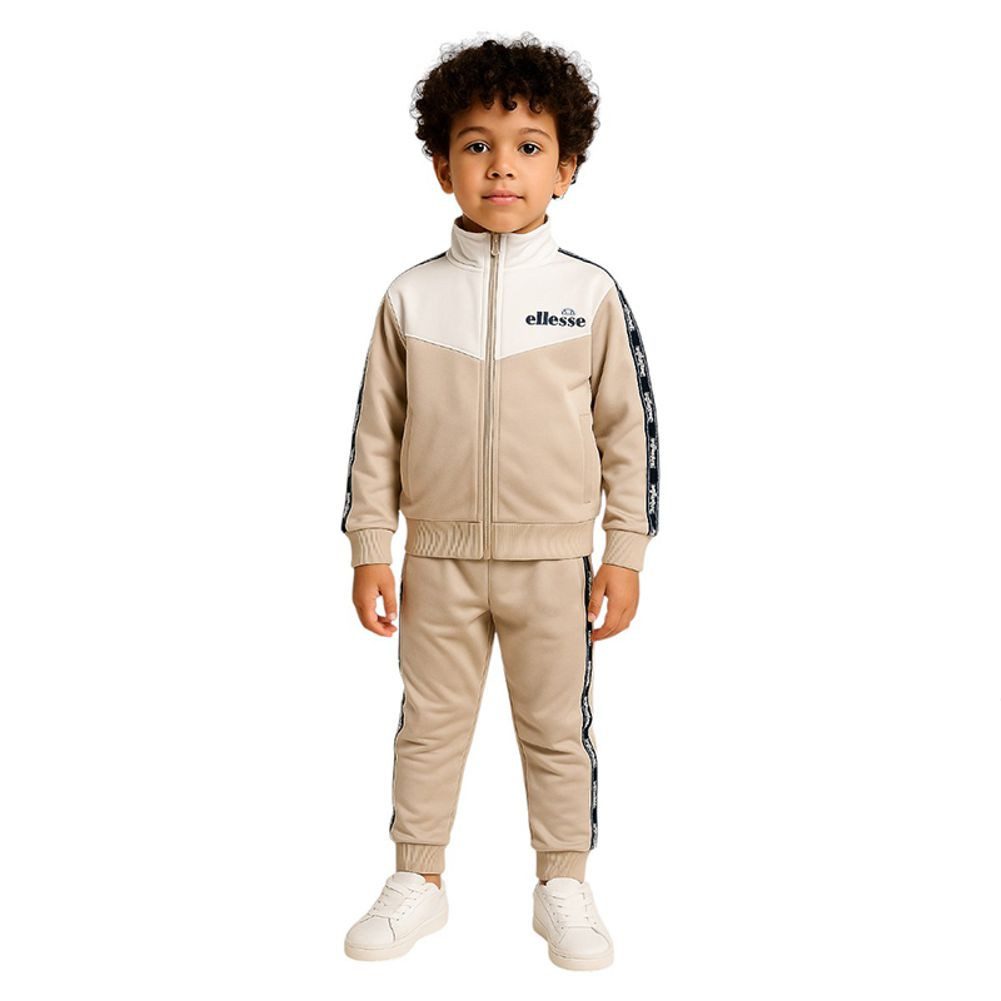 Ellesse Trainingsanzug Ellesse Kinder Sportanzug Beige Jungen + Mädchen Jogginganzug (Set, Kinderjacke + Hose), Kinder Sportjacke + Sporthose