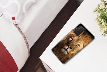 MuchoWow Handyhülle Löwe - Tiere - Schwarz - Hell - Braun - Porträt, Phone Case, Handyhülle Samsung Galaxy A53, Silikon, Schutzhülle