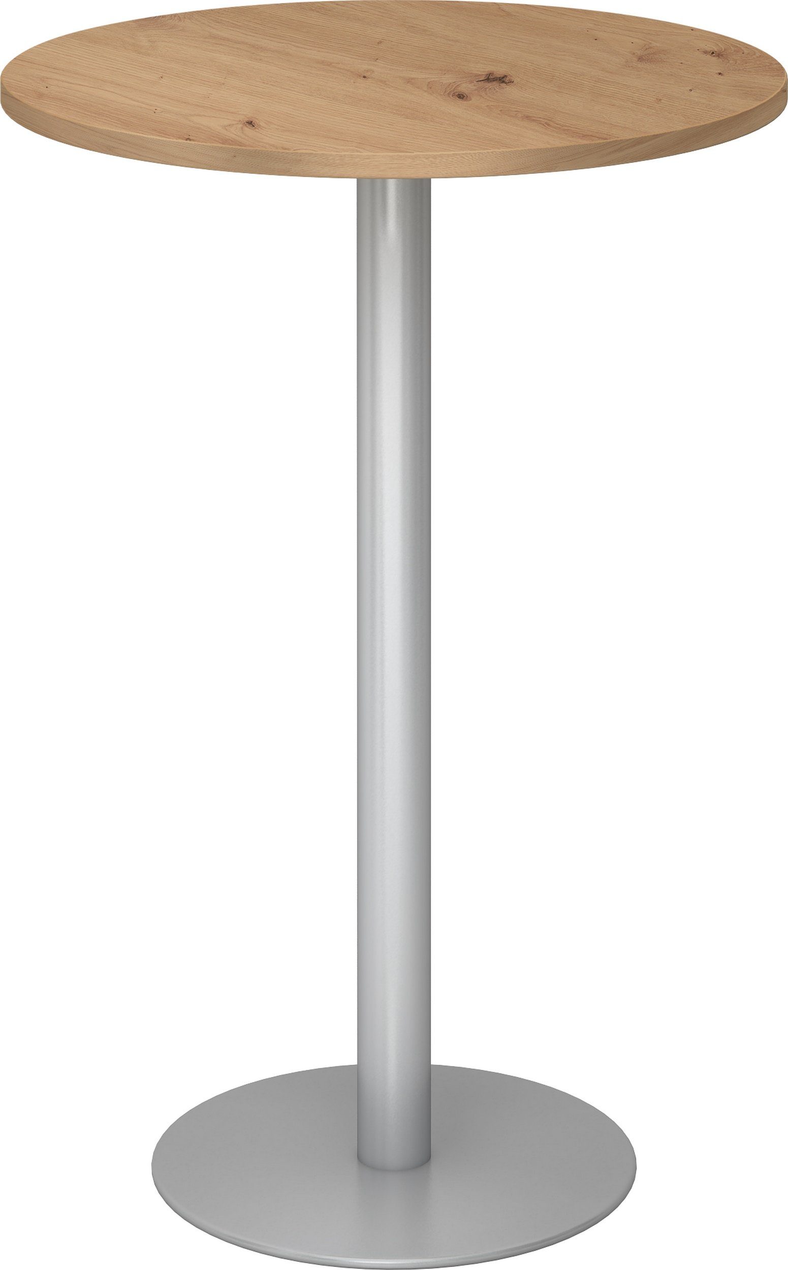 bümö Stehtisch Stehtisch rund STH - Arbeitshöhe: 111,6 cm, Dekor: Asteiche - Gestell: Silber