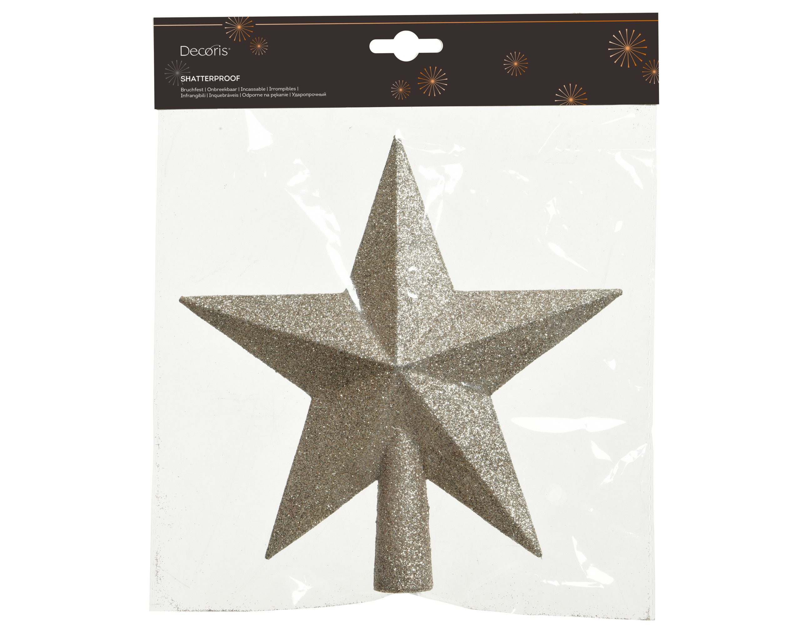 Kaemingk Christbaumspitze, Christbaumspitze Stern mit Glitzer 19cm Kunststoff, perle